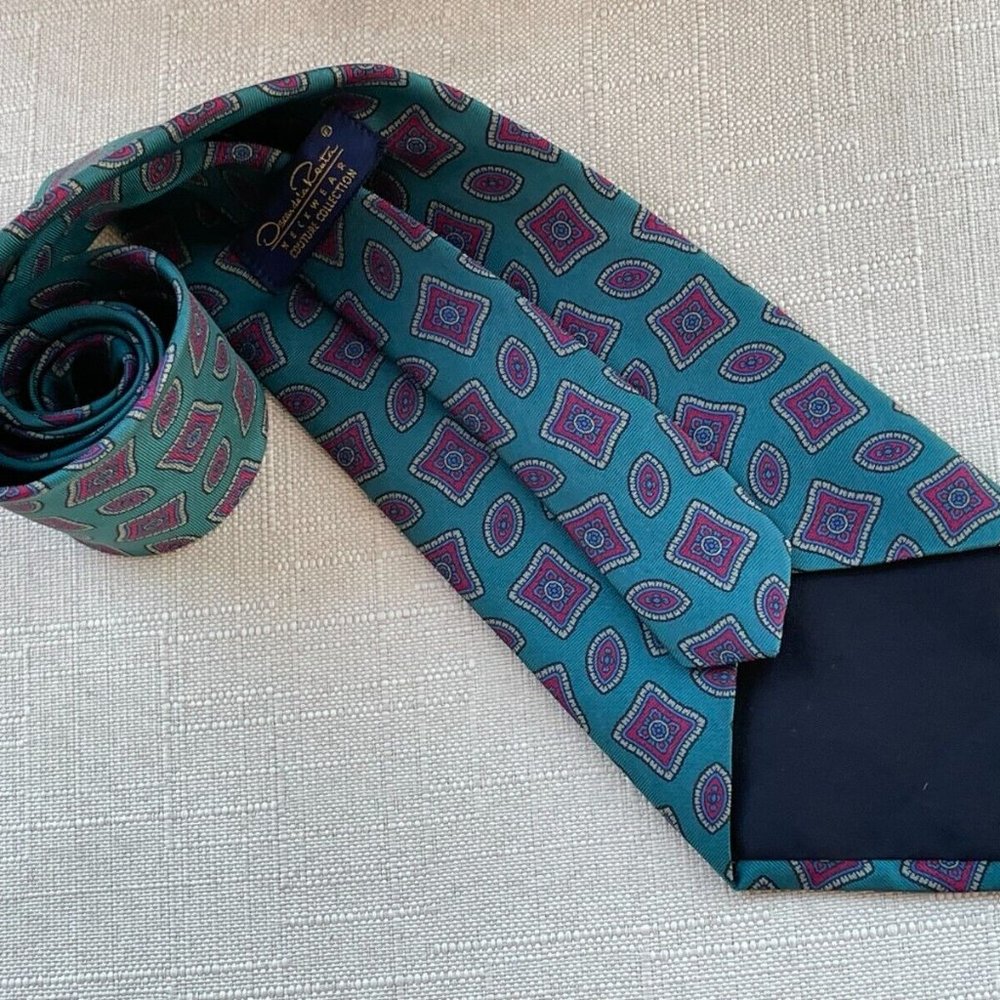 Oscar De La Renta Neckwear Men Tie Couture Collection 100% Silk Made in USA - Picture 10 of 13